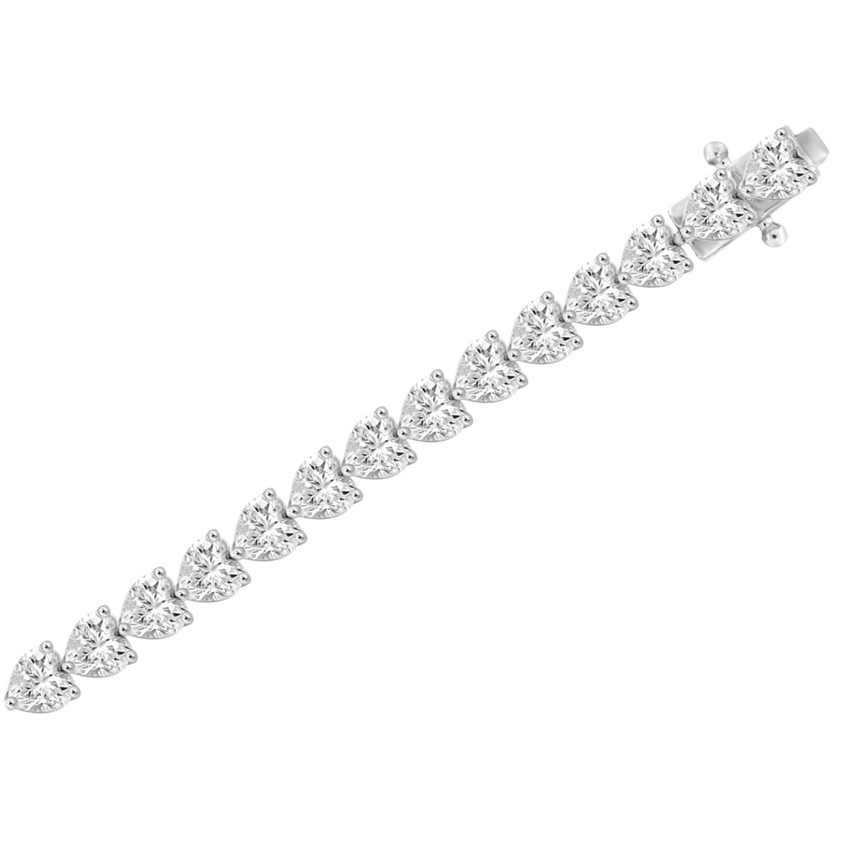 LADIES BRACELET 9CT HEART DIAMOND 14K WHITE GOLD