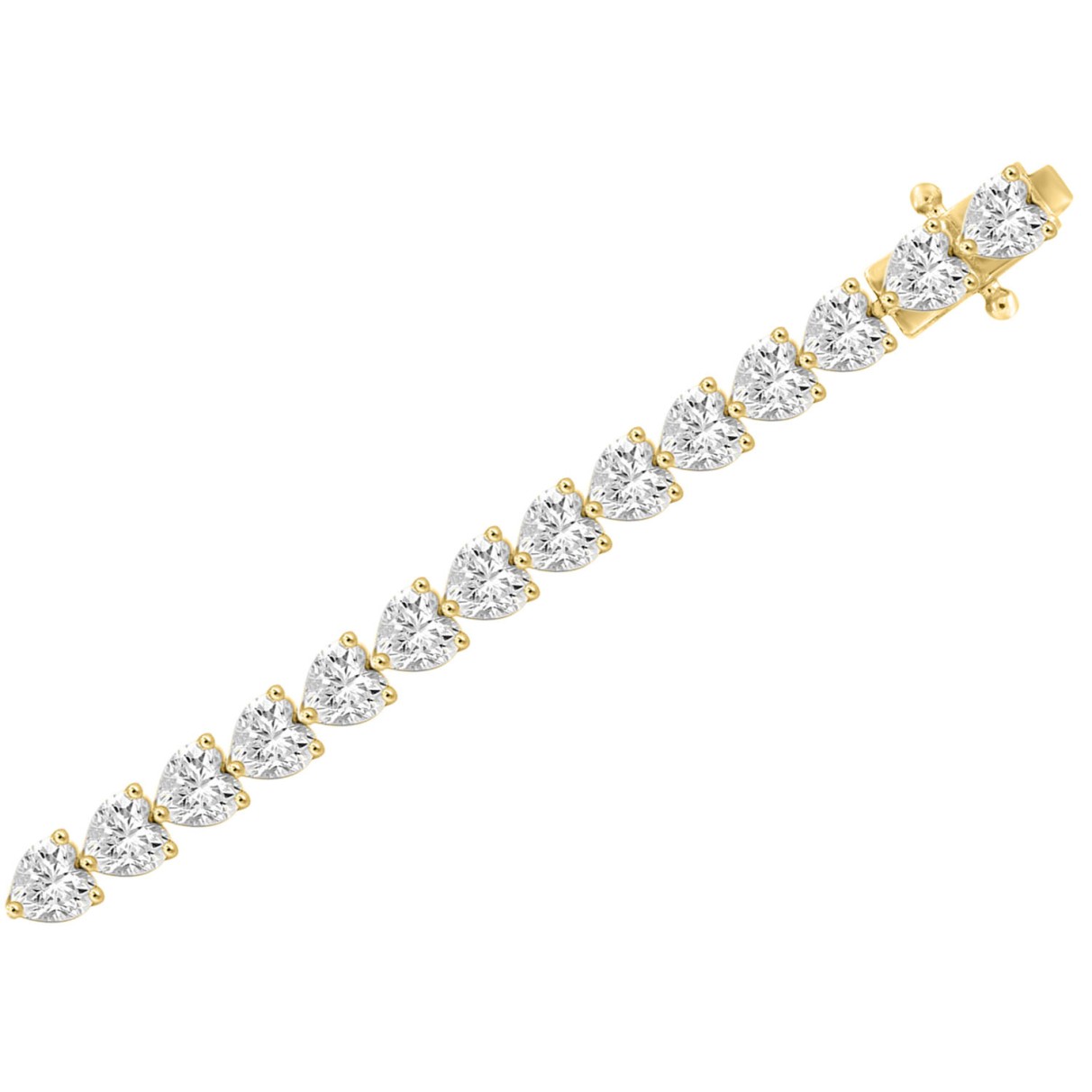 LADIES BRACELET 9CT HEART DIAMOND 14K YELLOW GOLD