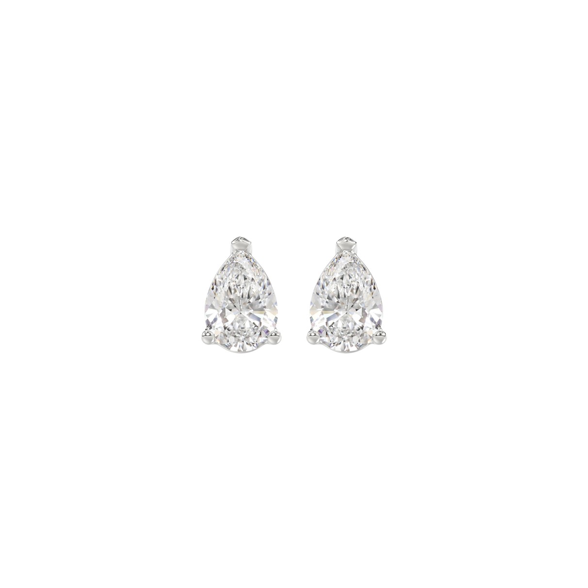 LADIES SOLITAIRE EARRINGS 1/2CT PEAR DIAMOND 14K WHITE GOLD