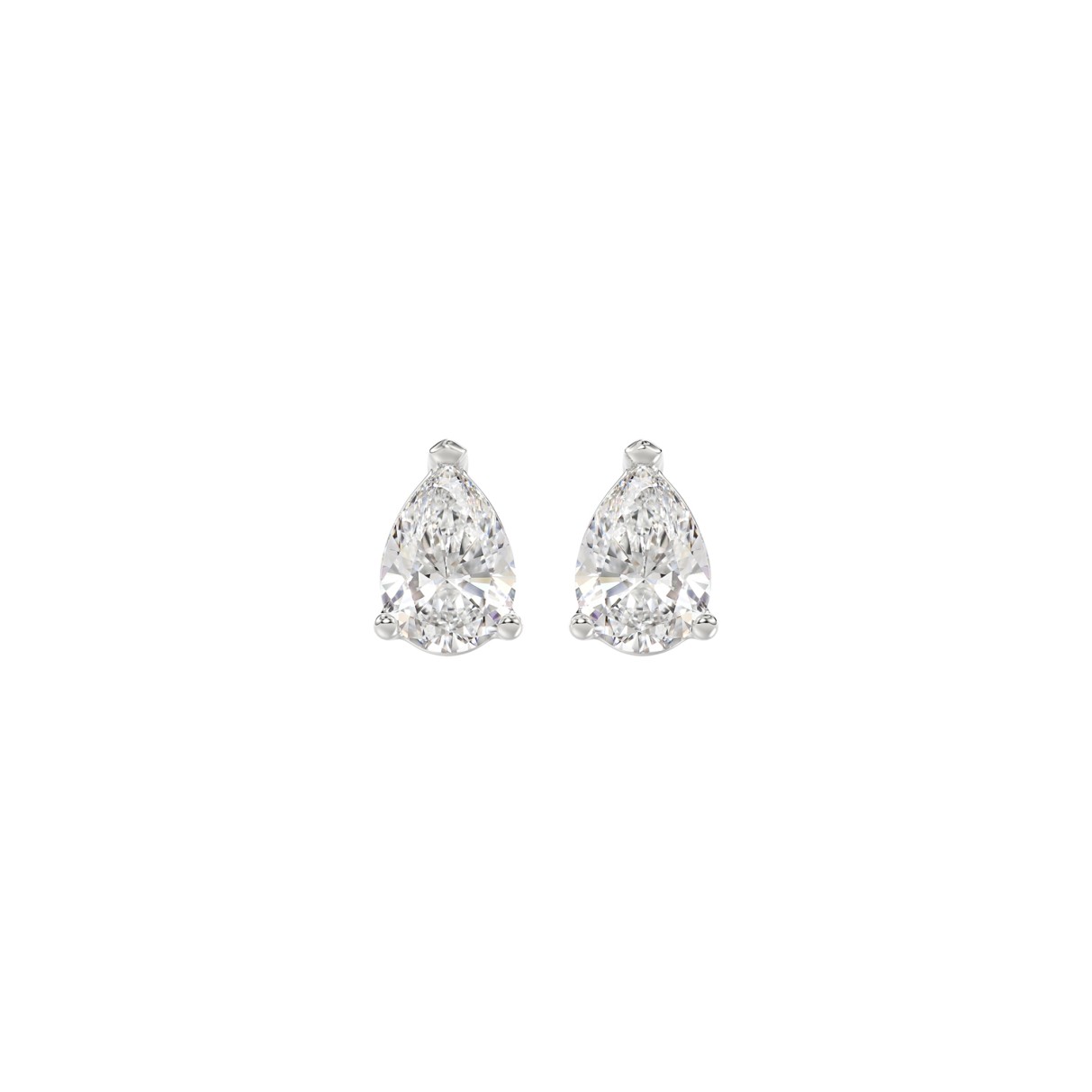 LADIES SOLITAIRE EARRINGS 1/2CT PEAR DIAMOND 14K W...