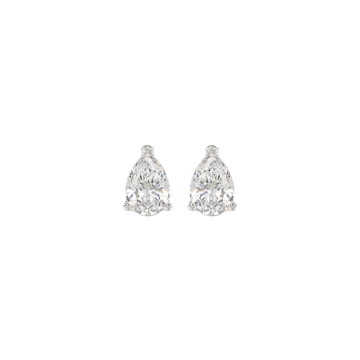 LADIES SOLITAIRE EARRINGS 1/2CT PEAR DIAMOND 14K WHITE GOLD