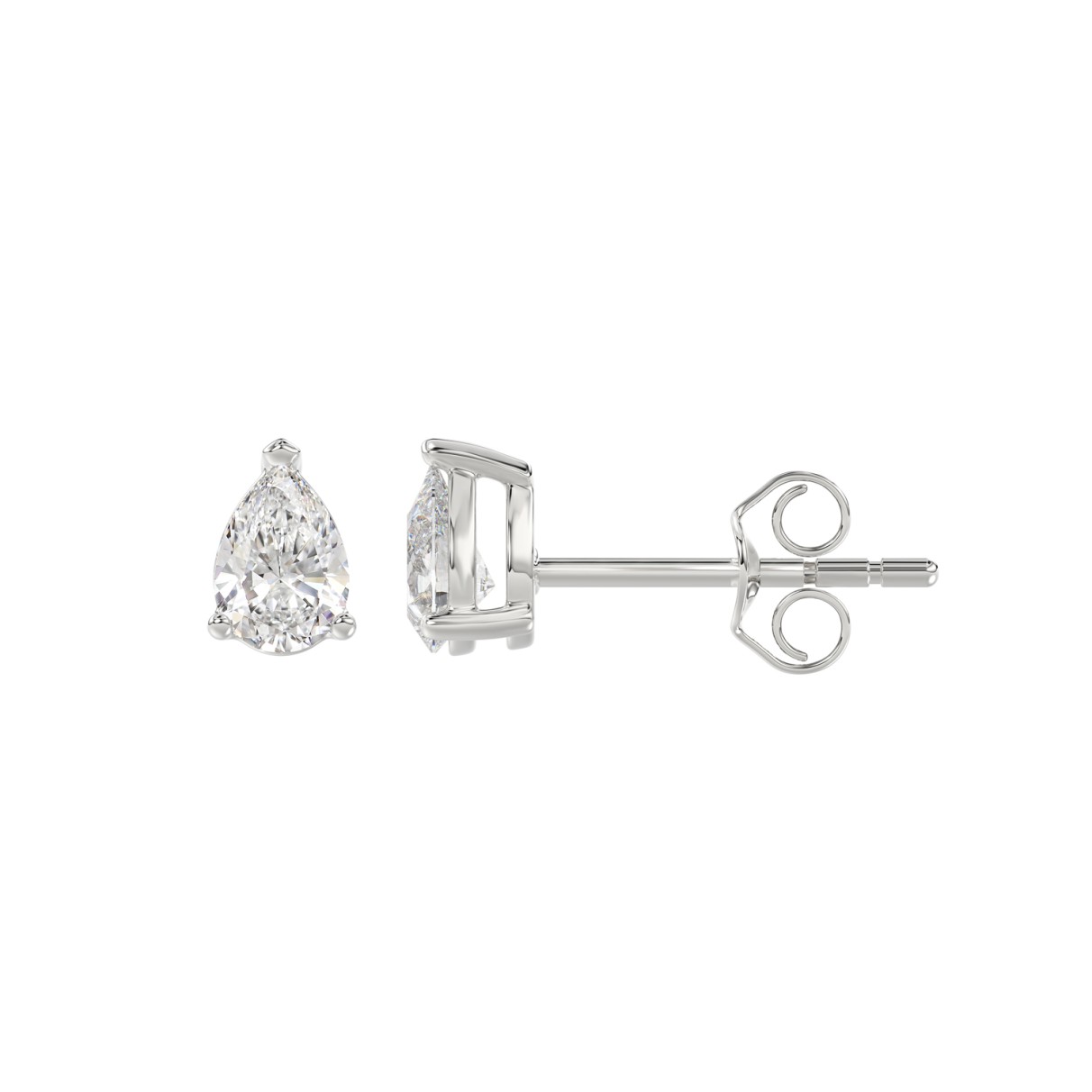 LADIES SOLITAIRE EARRINGS 1/2CT PEAR DIAMOND 14K WHITE GOLD