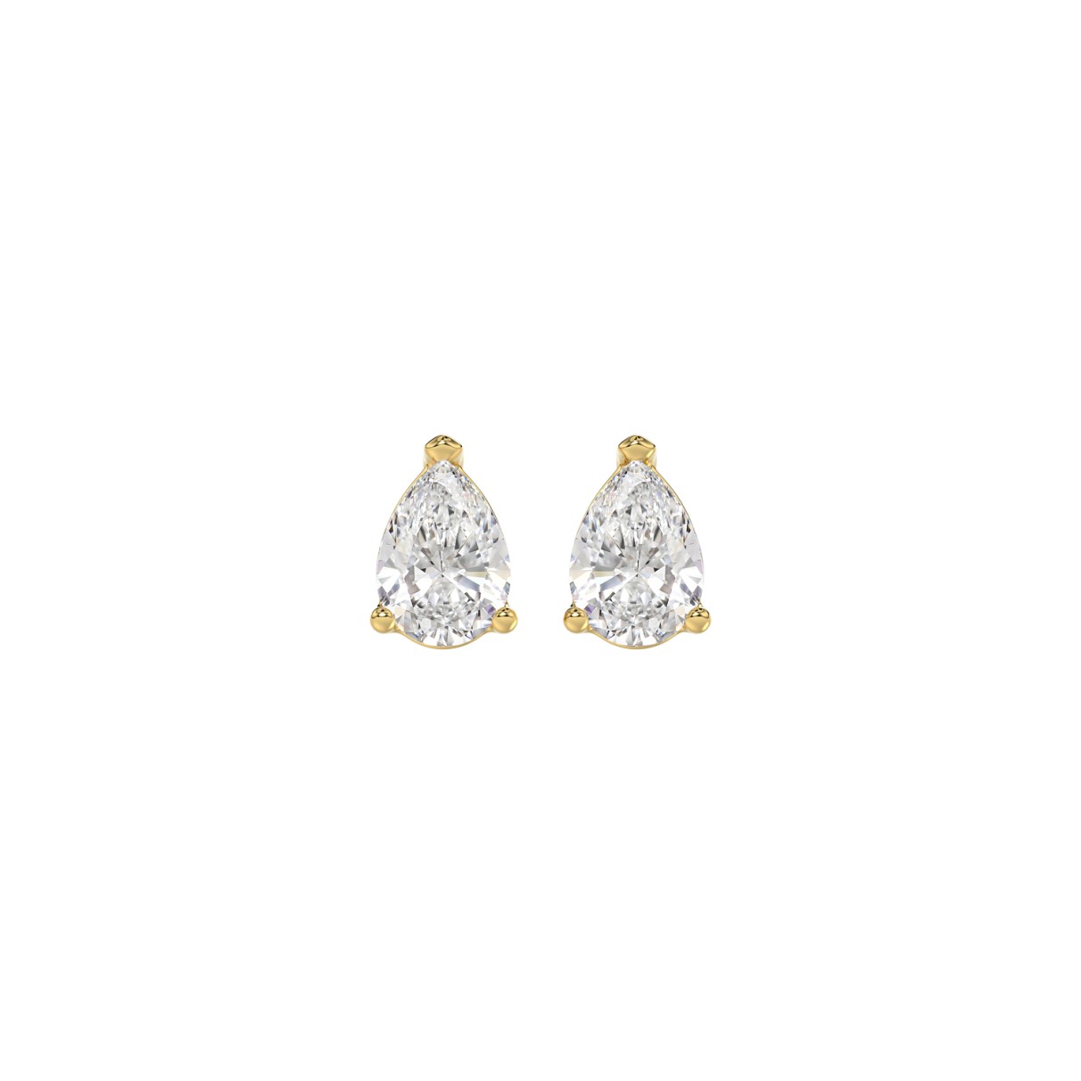 LADIES SOLITAIRE EARRINGS 1/2CT PEAR DIAMOND 14K YELLOW GOLD