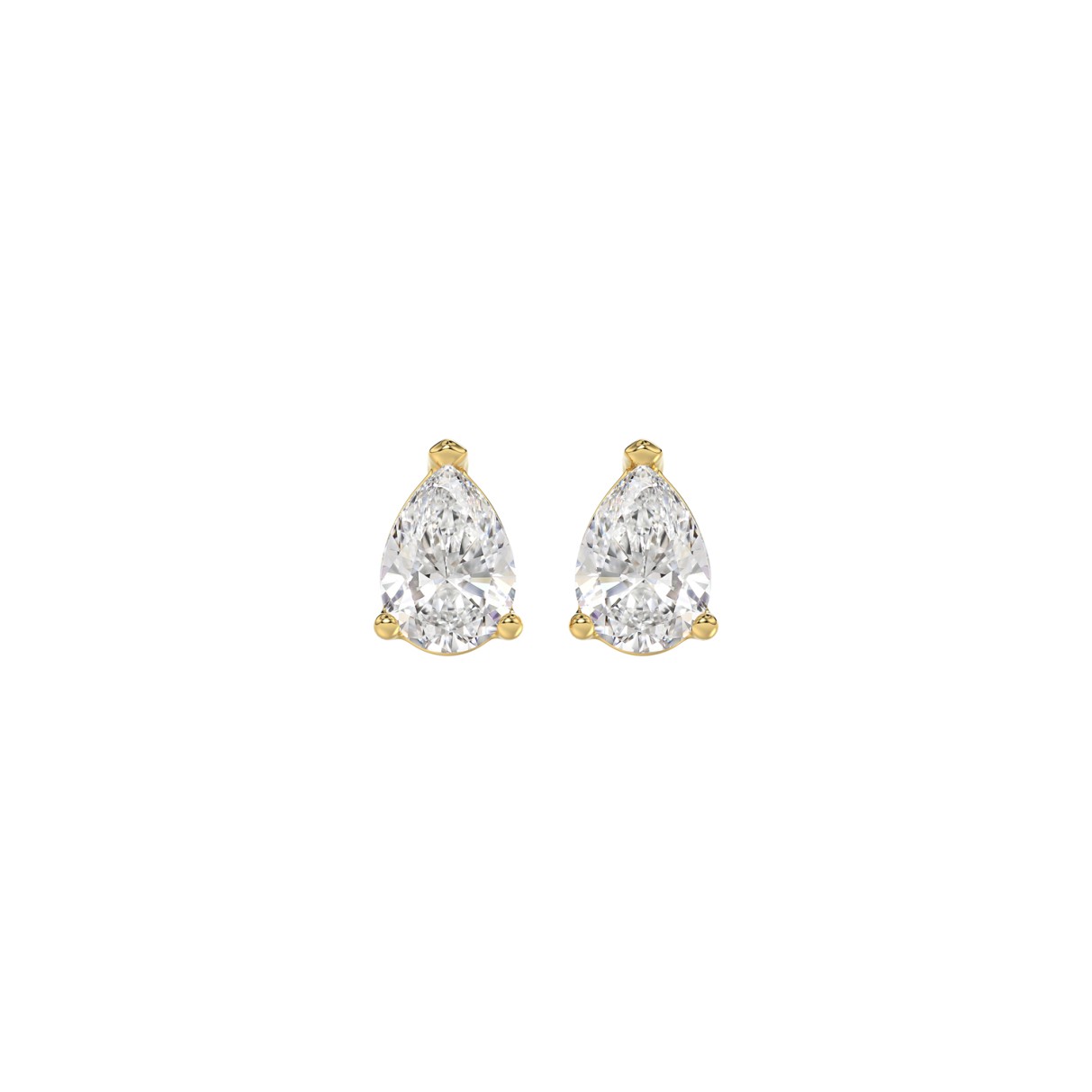 LADIES SOLITAIRE EARRINGS 1/2CT PEAR DIAMOND 14K Y...