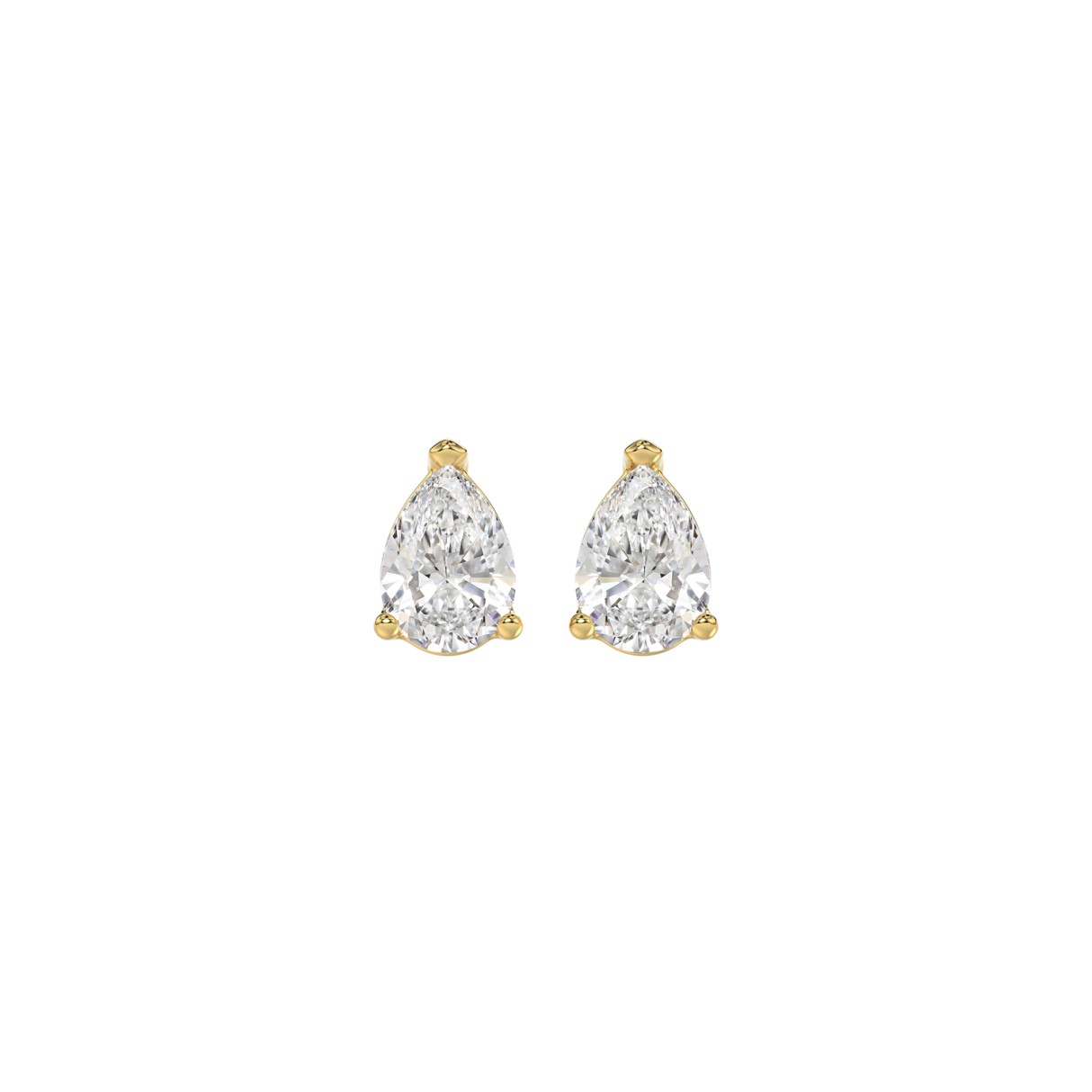 LADIES SOLITAIRE EARRINGS 1/2CT PEAR DIAMOND 14K YELLOW GOLD