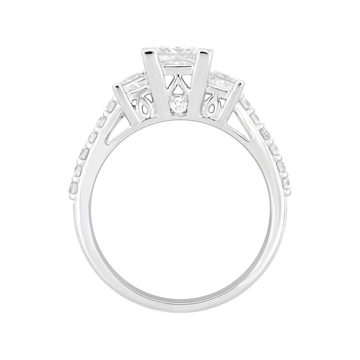 LADIES RING 1 3/4CT PRINCESS/ROUND DIAMOND 14K WHITE GOLD (CENTER STONE PRINCESS DIAMOND 1CT )