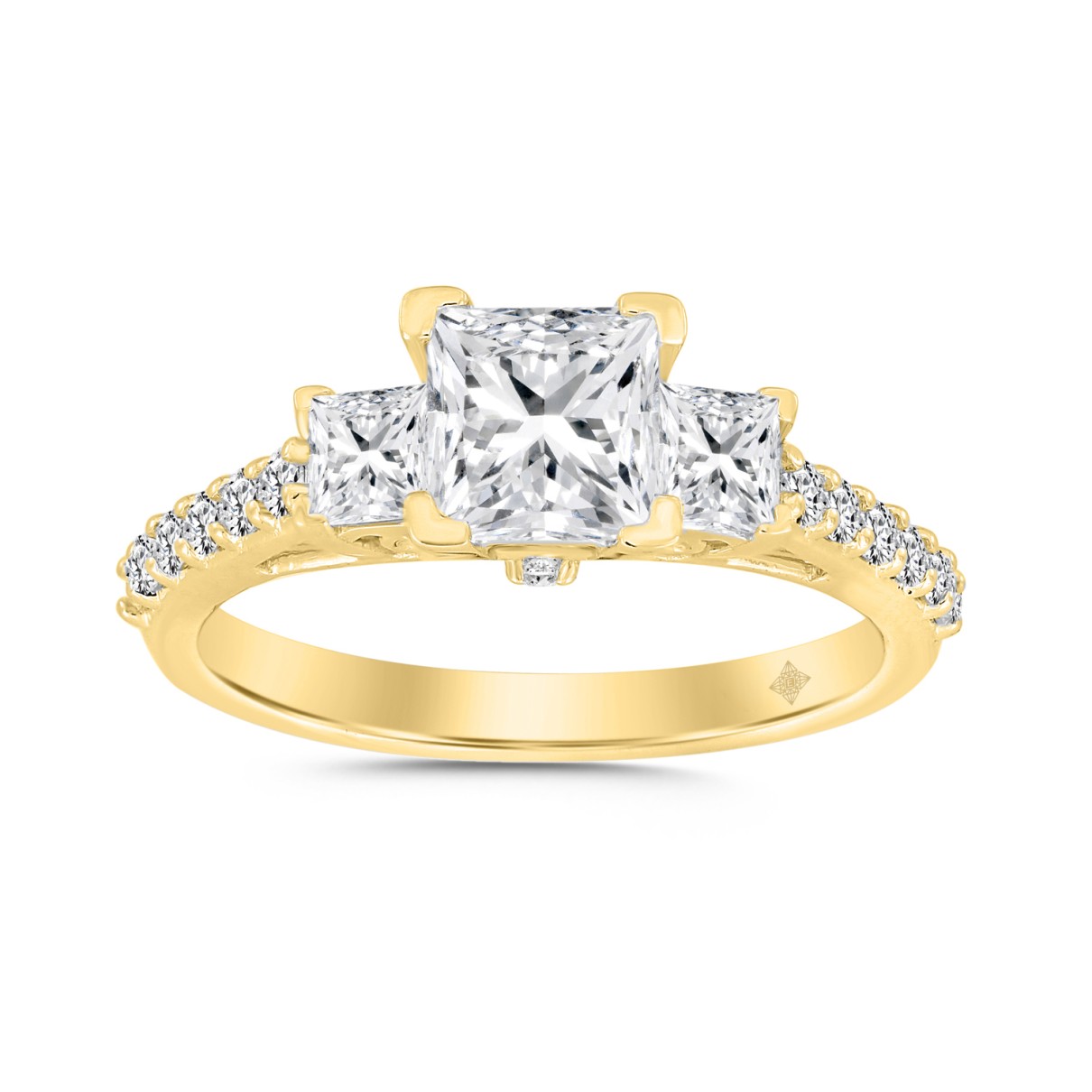 LADIES RING 1 3/4CT ROUND/PRINCESS DIAMOND 14K YEL...