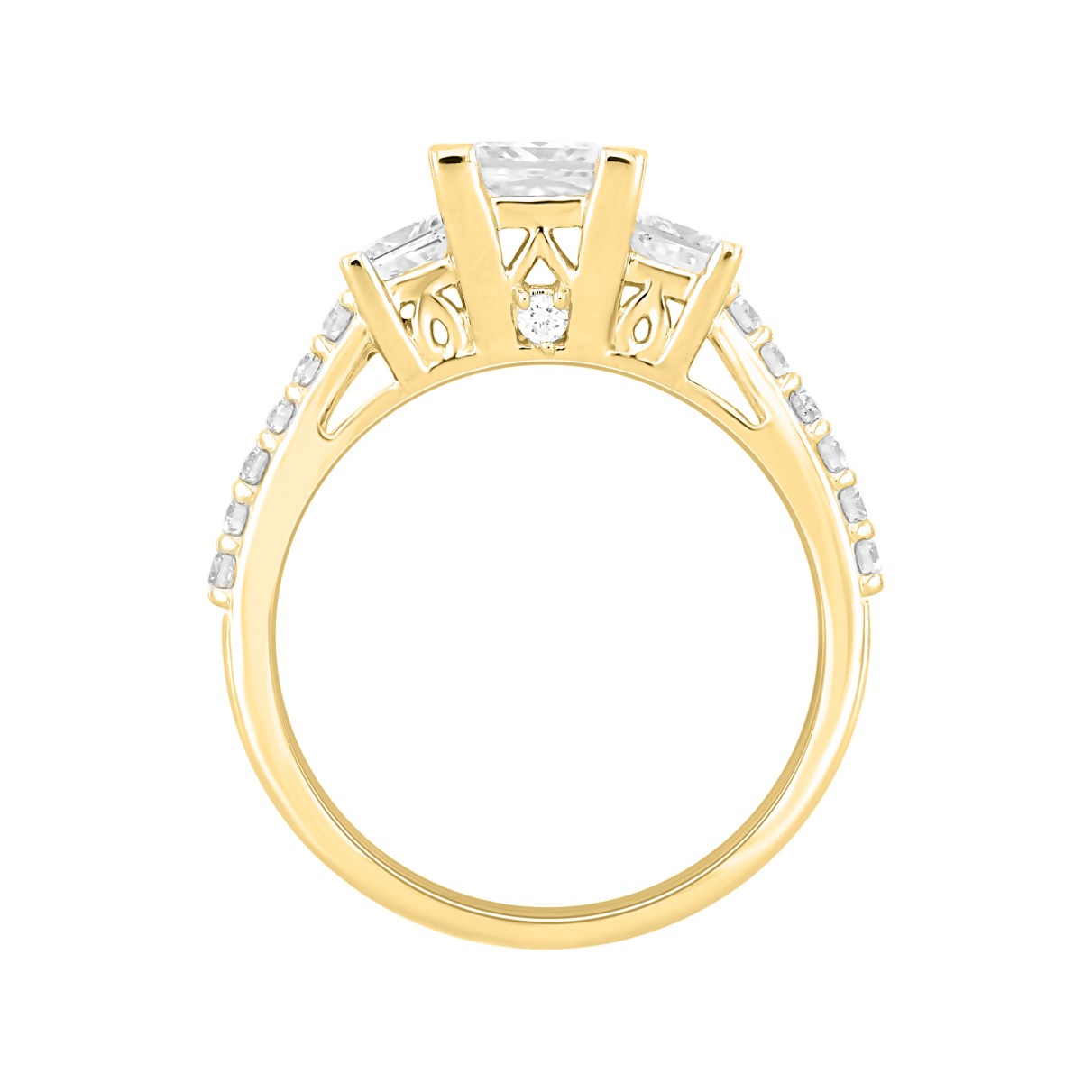 LADIES RING 1 3/4CT ROUND/PRINCESS DIAMOND 14K YELLOW GOLD (CENTER STONE PRINCESS DIAMOND 1CT )