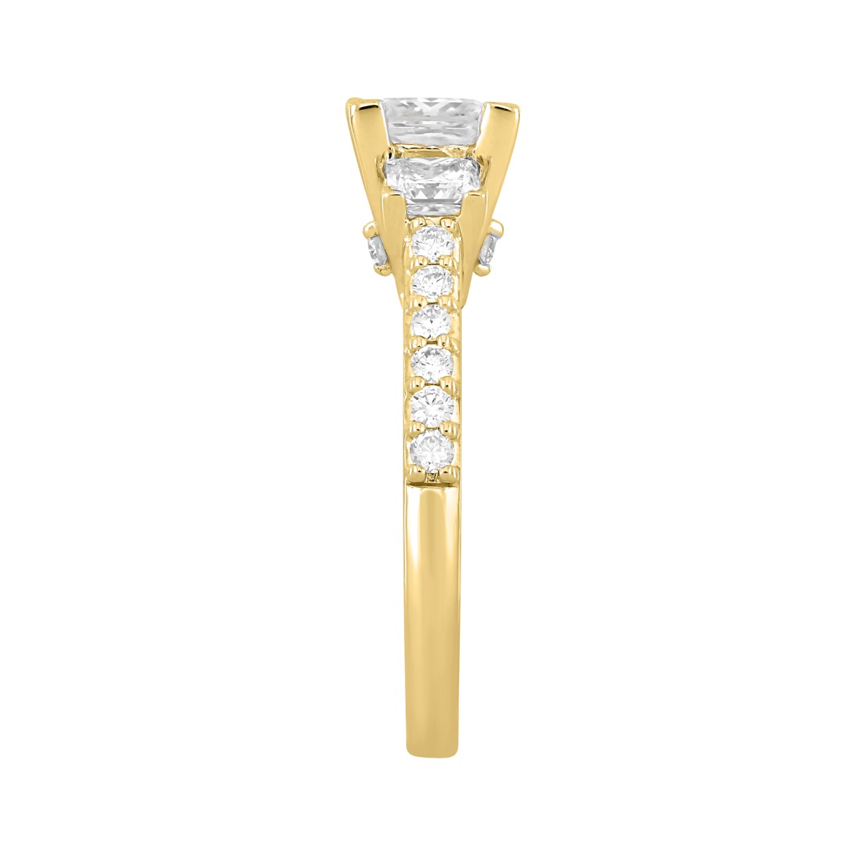 LADIES RING 1 3/4CT ROUND/PRINCESS DIAMOND 14K YELLOW GOLD (CENTER STONE PRINCESS DIAMOND 1CT )