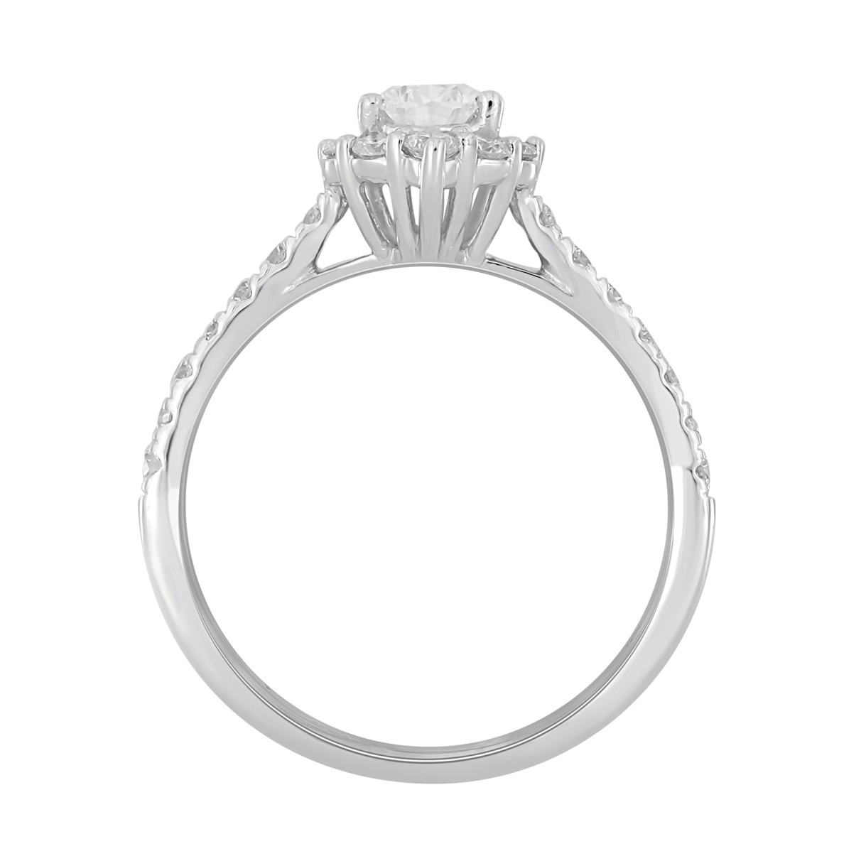 LADIES RING 1CT ROUND/PEAR DIAMOND 14K WHITE GOLD (CENTER STONE PEAR DIAMOND 1/2CT)