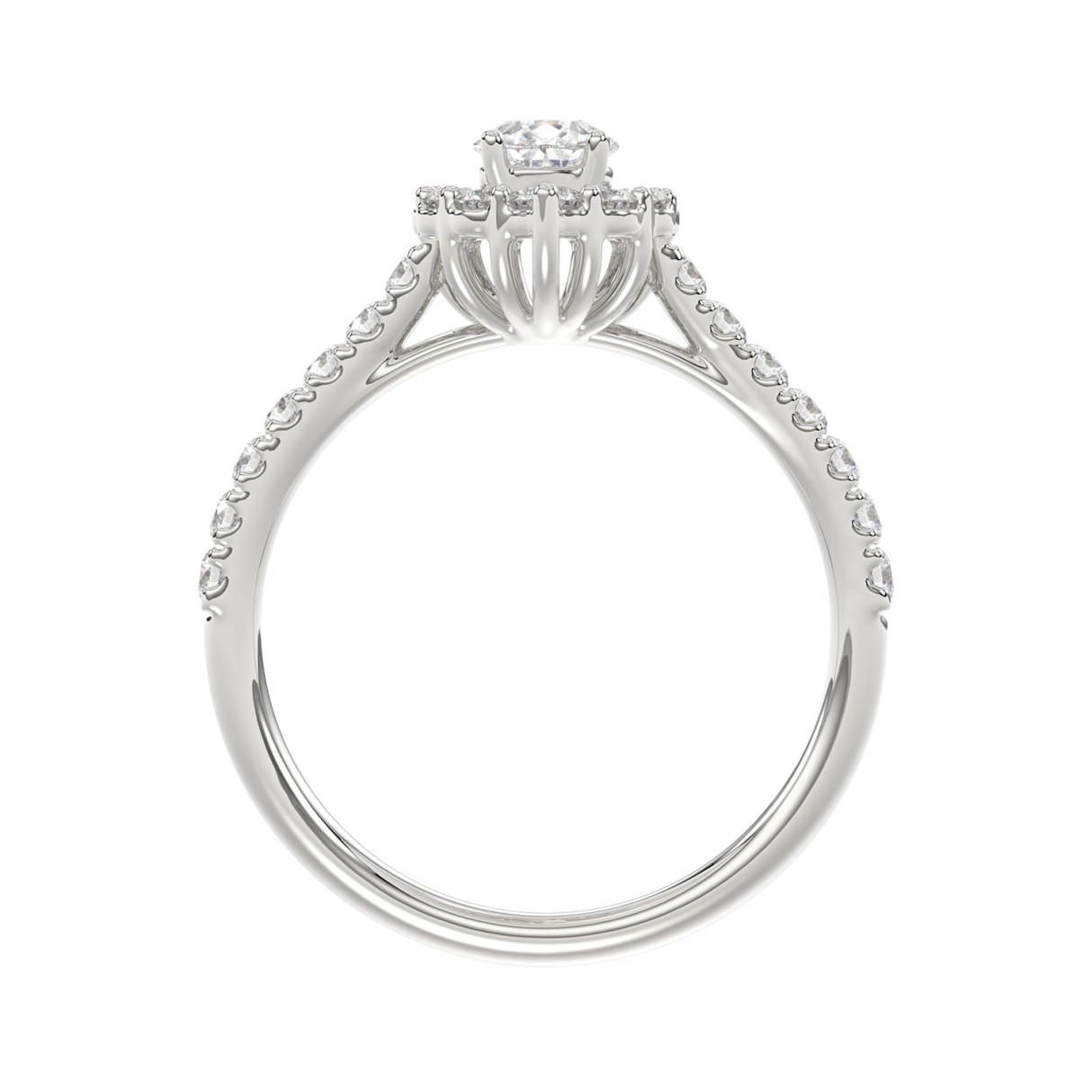 LADIES RING 1CT ROUND/PEAR DIAMOND 14K WHITE GOLD (CENTER STONE PEAR DIAMOND 1/2CT)