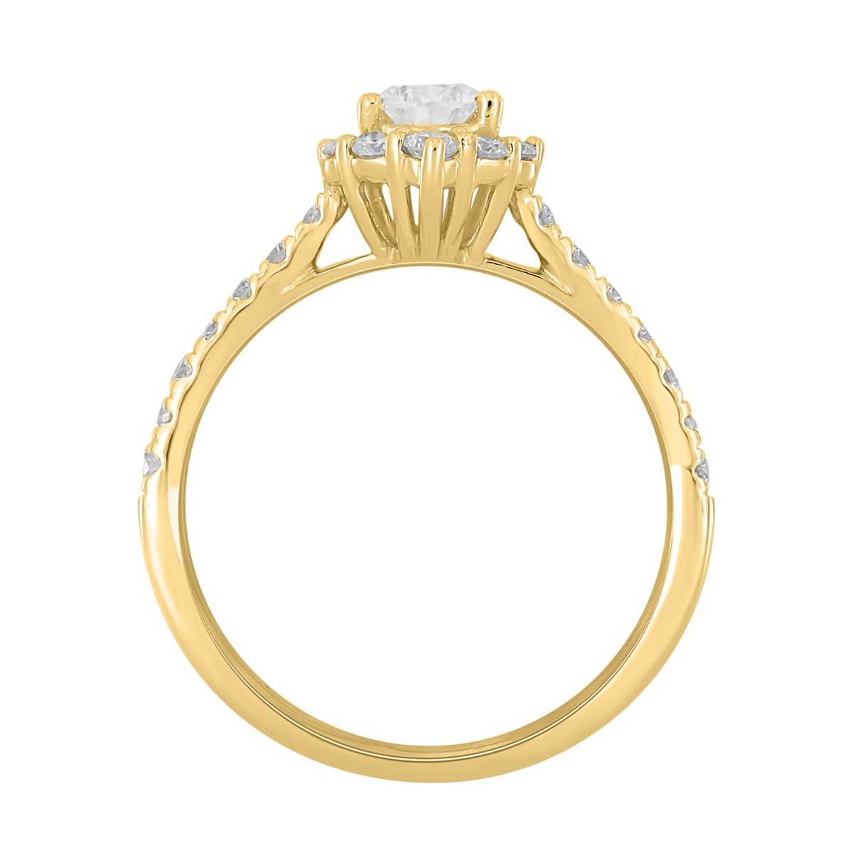 LADIES RING 1CT ROUND/PEAR DIAMOND 14K YELLOW GOLD (CENTER STONE PEAR DIAMOND 1/2CT)