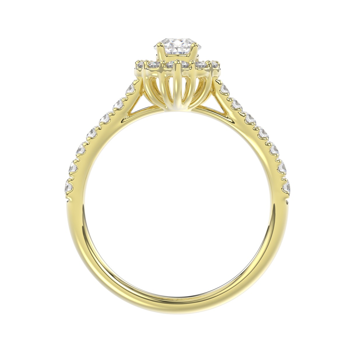 LADIES RING 1CT ROUND/PEAR DIAMOND 14K YELLOW GOLD (CENTER STONE PEAR DIAMOND 1/2CT)
