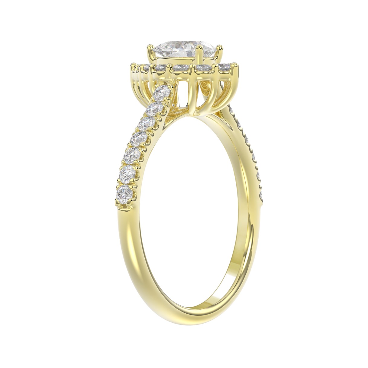LADIES RING 1CT ROUND/PEAR DIAMOND 14K YELLOW GOLD (CENTER STONE PEAR DIAMOND 1/2CT)