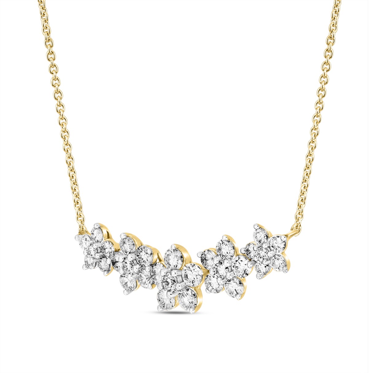 14K YELLOW GOLD 2 3/4CT ROUND DIAMOND LADIES NECKLACE