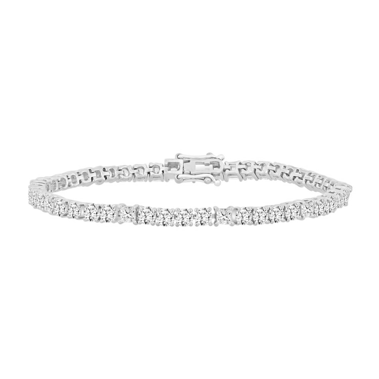 LADIES BRACELET 7 3/8CT PRINCESS/ROUND DIAMOND 14K...