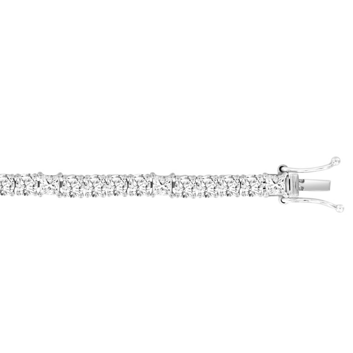 LADIES BRACELET 7 3/8CT PRINCESS/ROUND DIAMOND 14K WHITE GOLD