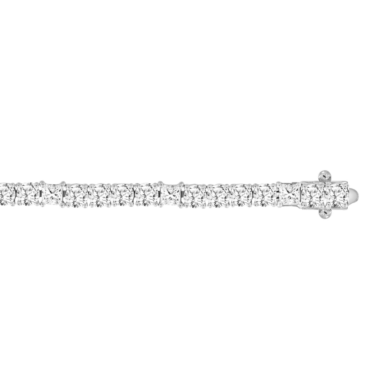 LADIES BRACELET 7 3/8CT PRINCESS/ROUND DIAMOND 14K WHITE GOLD