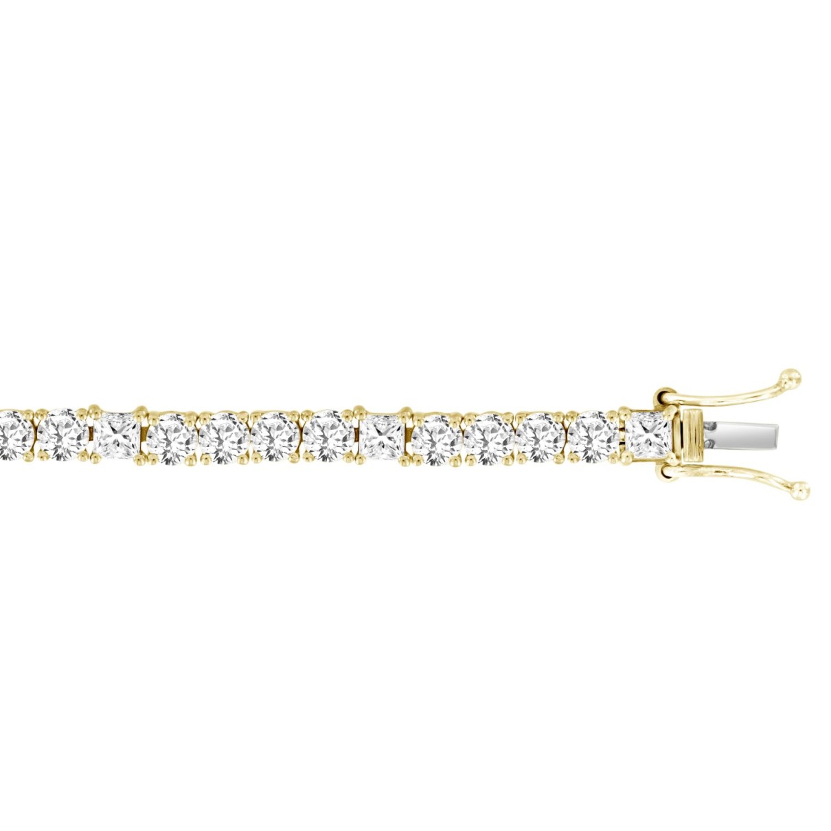 LADIES BRACELET 7 3/8CT PRINCESS/ROUND DIAMOND 14K YELLOW GOLD