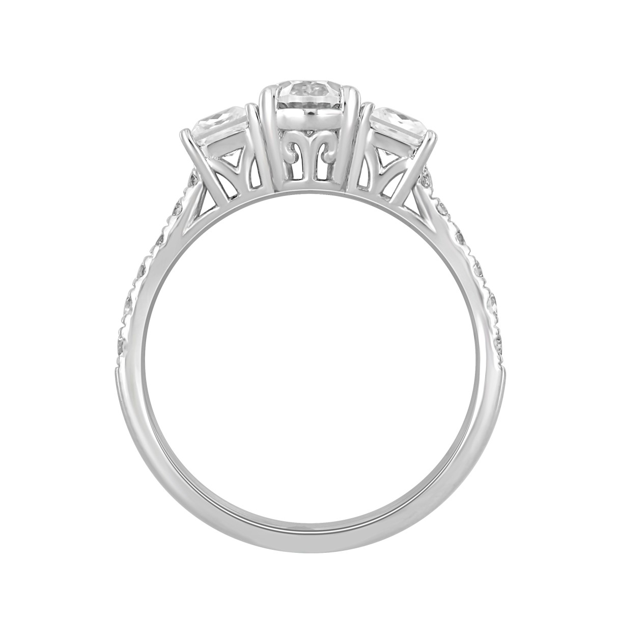 LADIES RING 1 3/4CT OVAL/PRINCESS/ROUND DIAMOND 14K WHITE GOLD ( CENTER STONE OVAL DIAMOND 1CT )