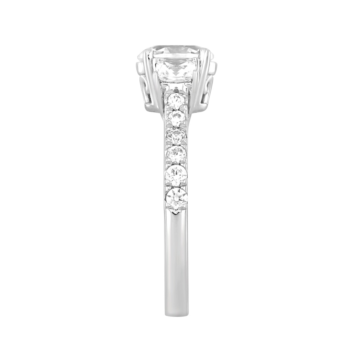 LADIES RING 1 3/4CT OVAL/PRINCESS/ROUND DIAMOND 14K WHITE GOLD ( CENTER STONE OVAL DIAMOND 1CT )