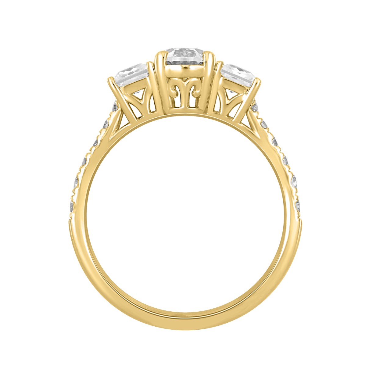 LADIES RING 1 3/4CT OVAL/PRINCESS/ROUND DIAMOND 14K YELLOW GOLD ( CENTER STONE OVAL DIAMOND 1CT )