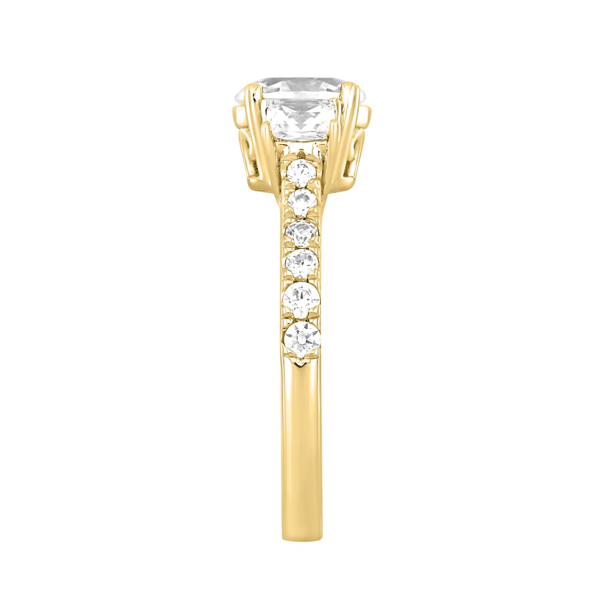 LADIES RING 1 3/4CT OVAL/PRINCESS/ROUND DIAMOND 14K YELLOW GOLD ( CENTER STONE OVAL DIAMOND 1CT )