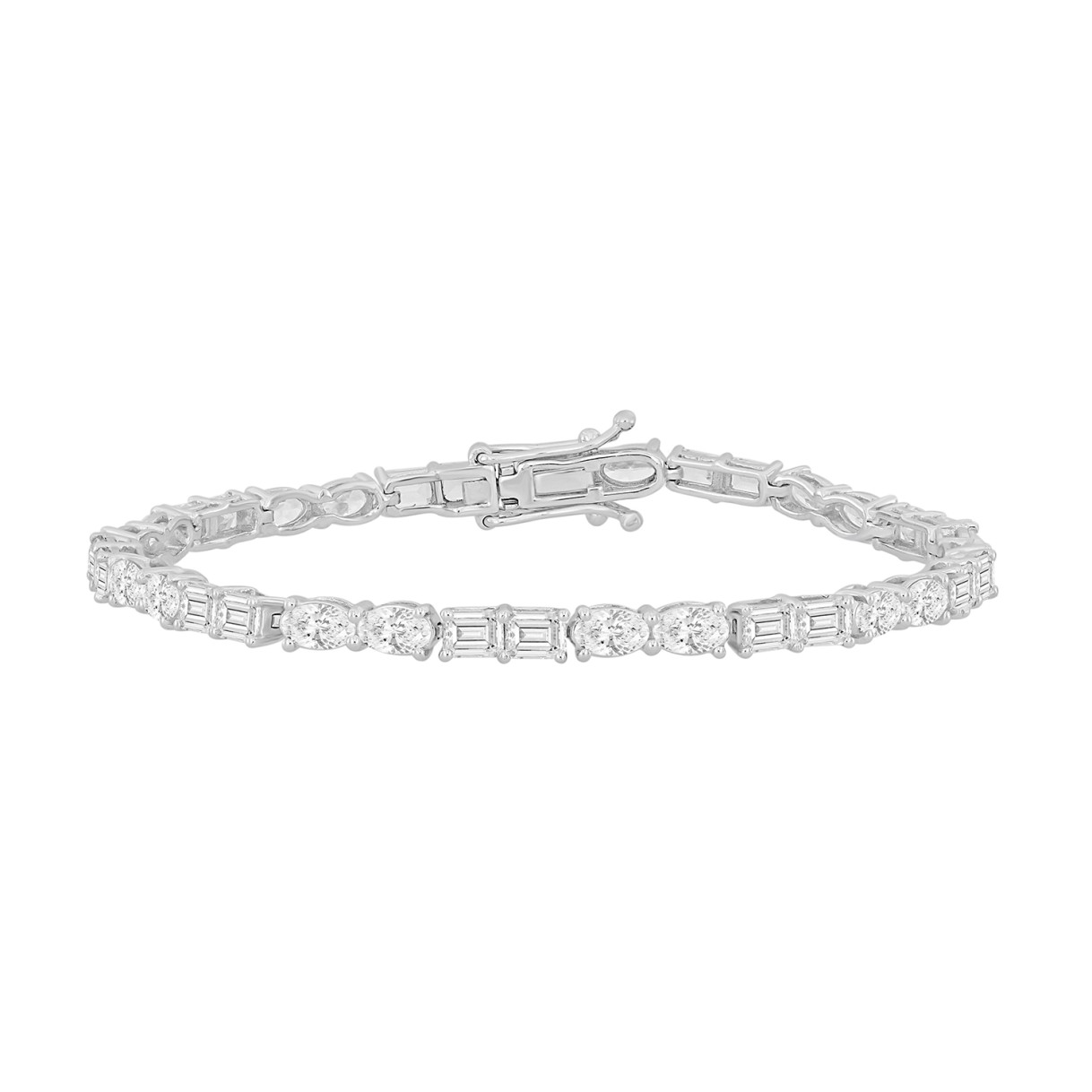 LADIES BRACELET 9 1/2CT EMERALD/OVAL DIAMOND 14K WHITE GOLD