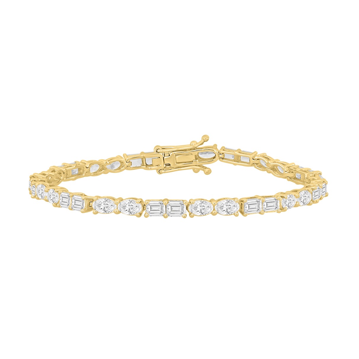 LADIES BRACELET 9 1/2CT EMERALD/OVAL DIAMOND 14K Y...