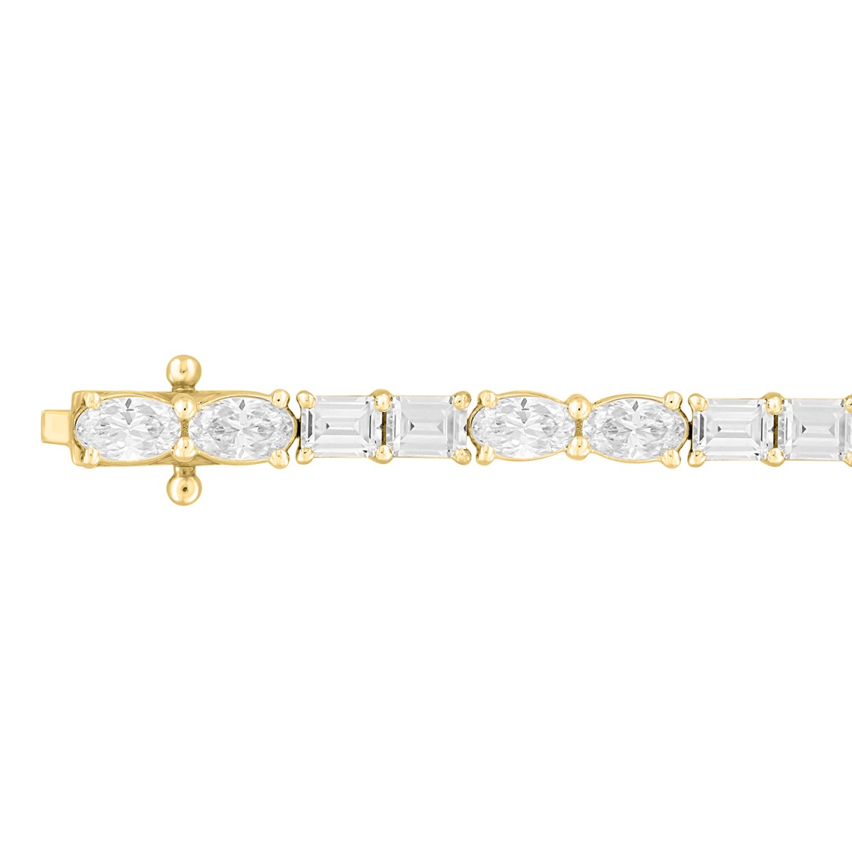 LADIES BRACELET 9 1/2CT EMERALD/OVAL DIAMOND 14K YELLOW GOLD