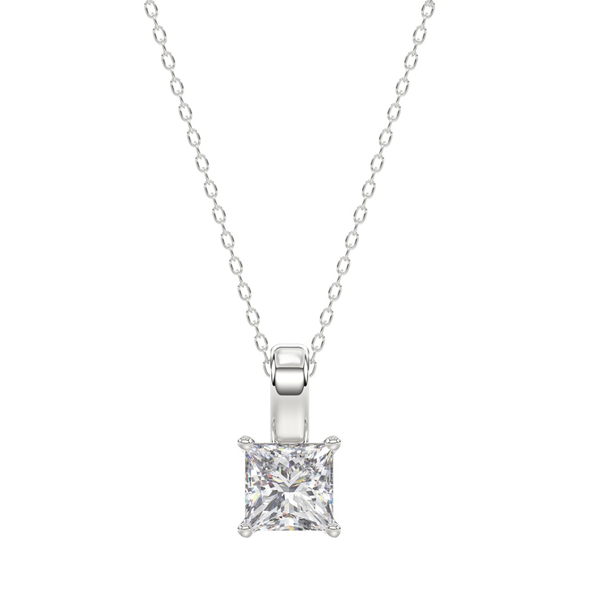 LADIES SOLITAIRE PENDANT WITH CHAIN 1CT PRINCESS D...