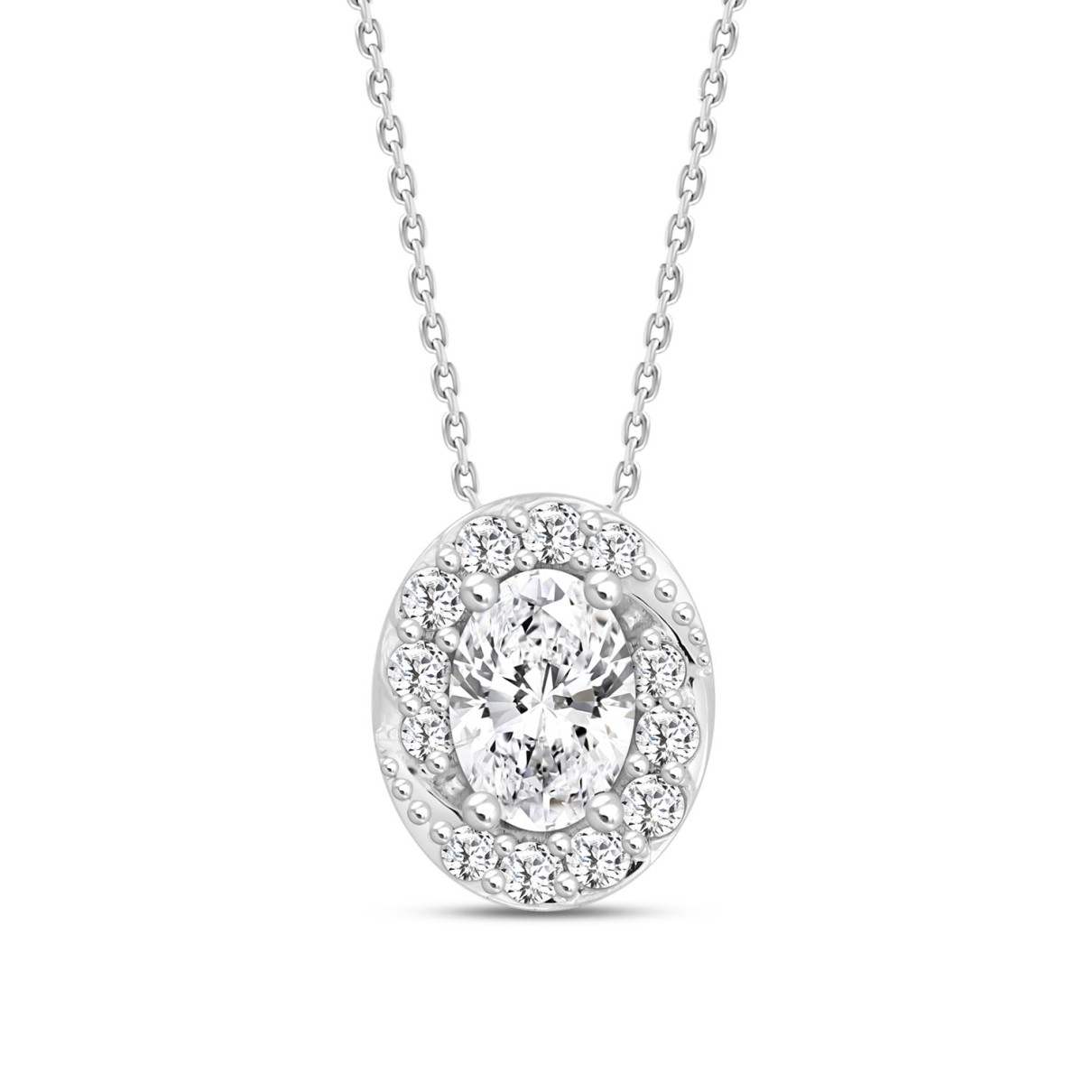 LADIES PENDANT WITH CHAIN 1CT ROUND/OVAL DIAMOND 1...