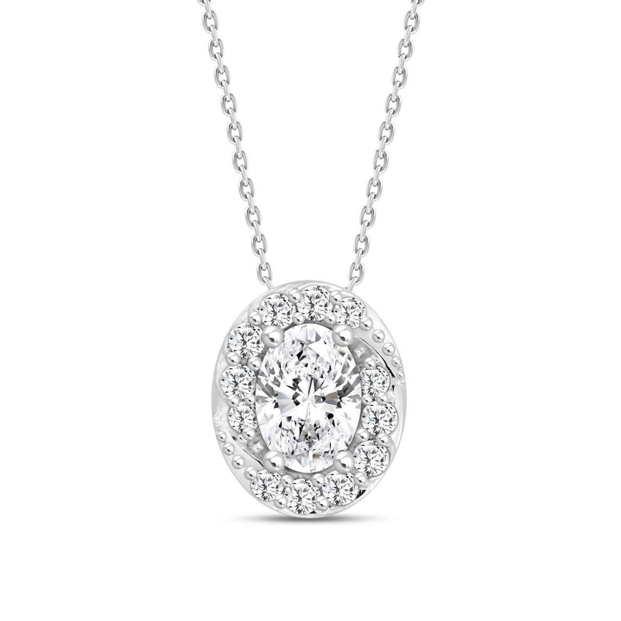 14K WHITE GOLD 1.00CT ROUND/OVAL DIAMOND LADIES PE...