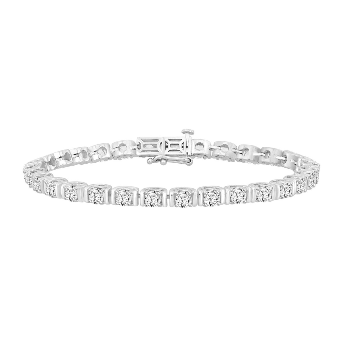 LADIES BRACELET 5 1/2CT ROUND DIAMOND 14K WHITE GO...