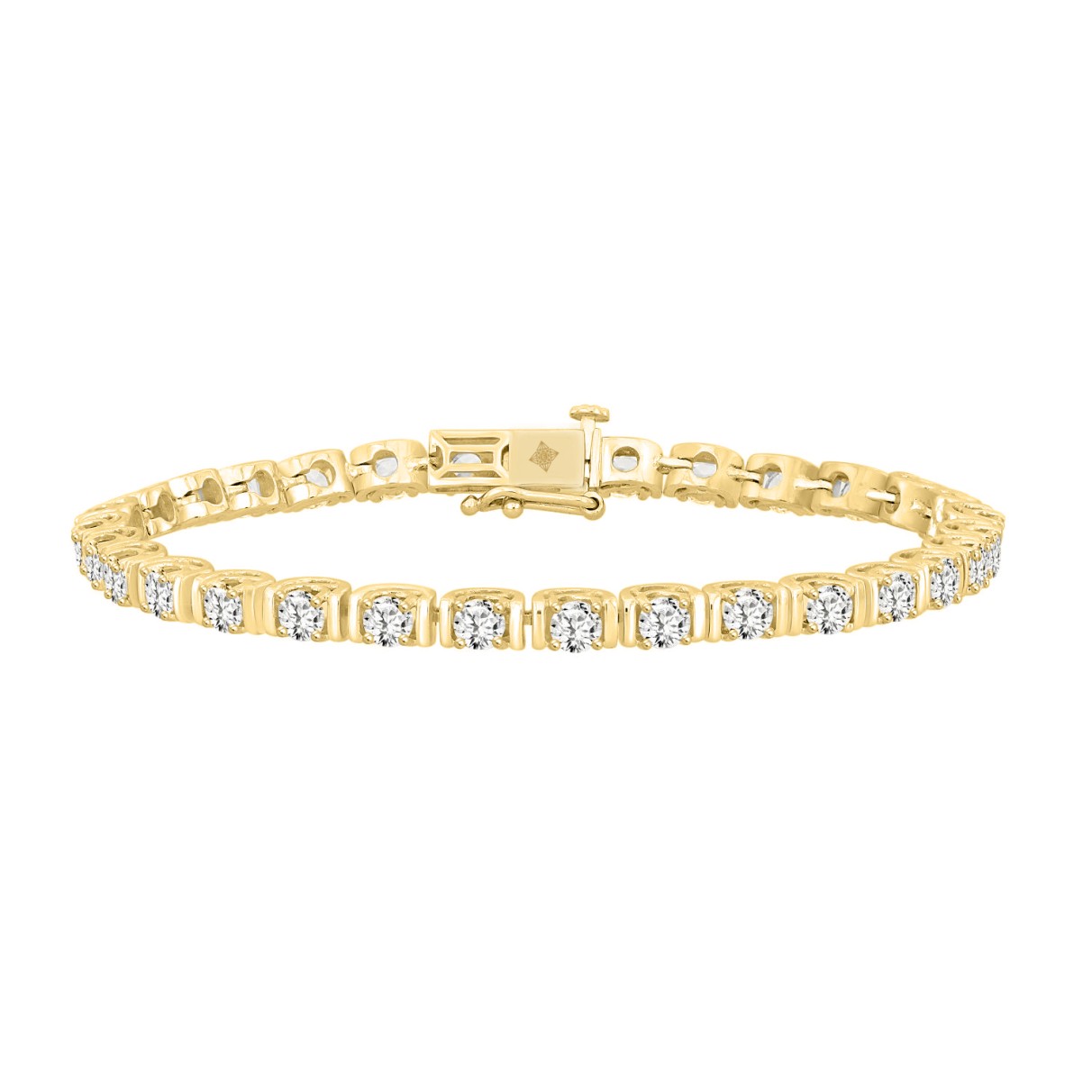 LADIES BRACELET 5 1/2CT ROUND DIAMOND 14K YELLOW G...