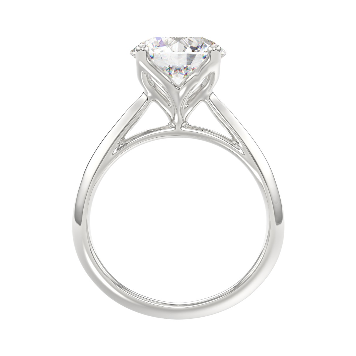 LADIES SOLITAIRE RING 3CT ROUND DIAMOND 14K WHITE GOLD