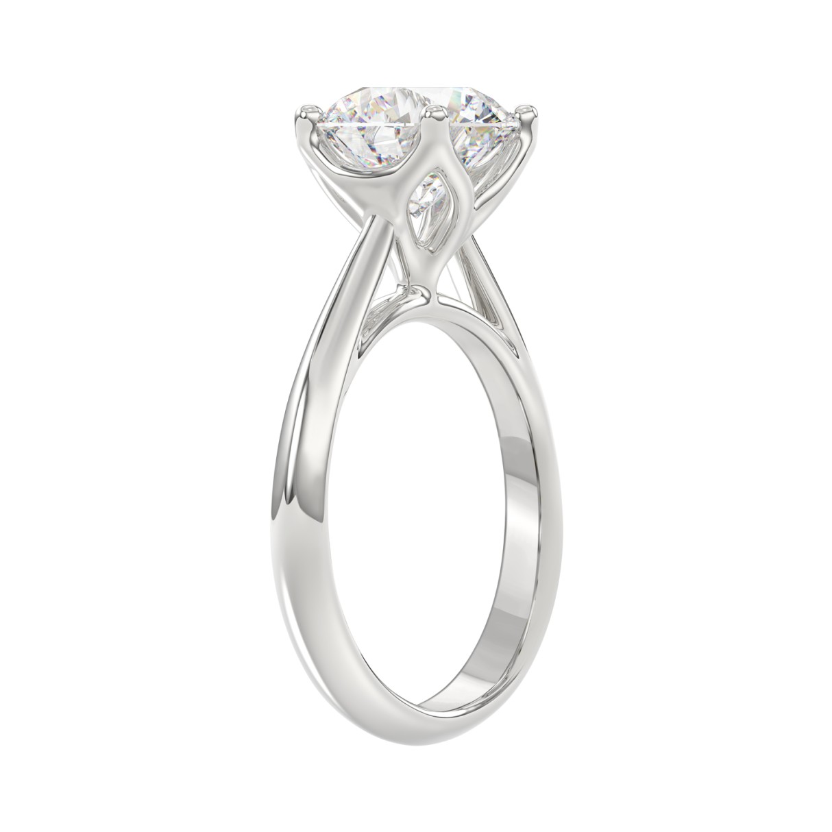 LADIES SOLITAIRE RING 3CT ROUND DIAMOND 14K WHITE GOLD