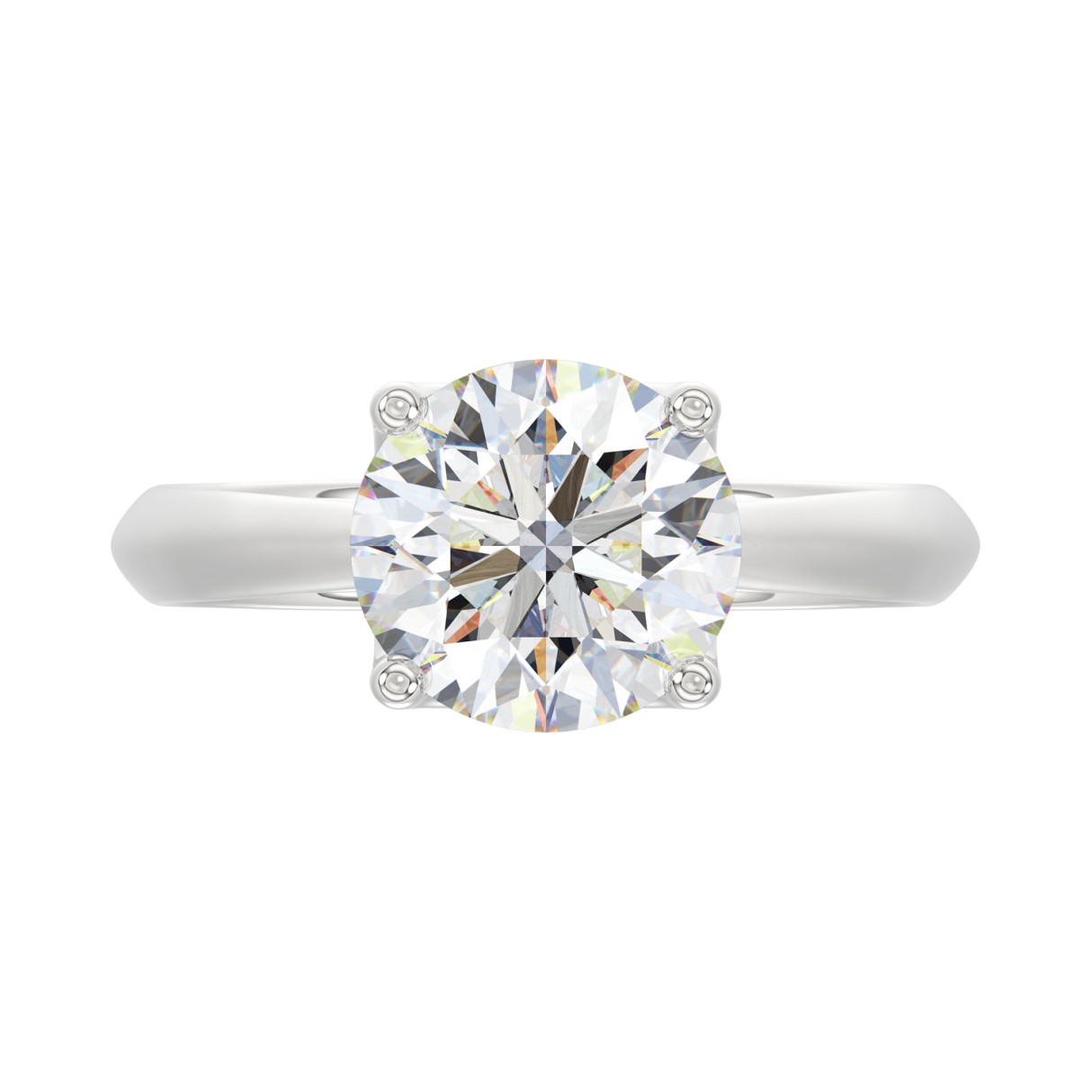 LADIES SOLITAIRE RING 3CT ROUND DIAMOND 14K WHITE GOLD