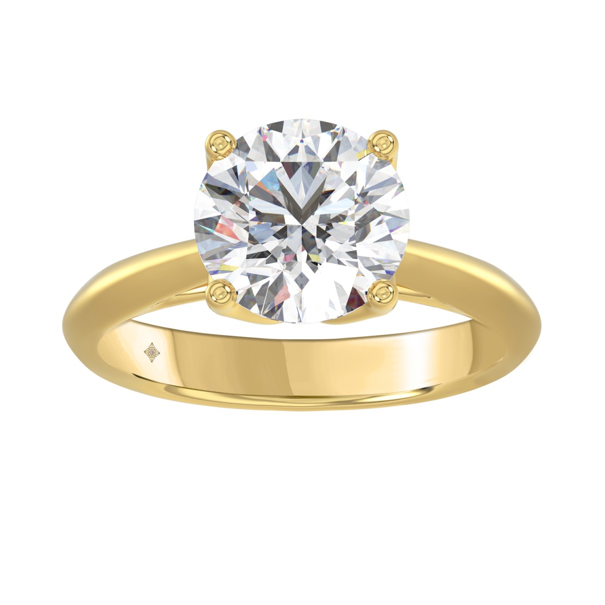 LADIES SOLITAIRE RING 3CT ROUND DIAMOND 14K YELLOW GOLD