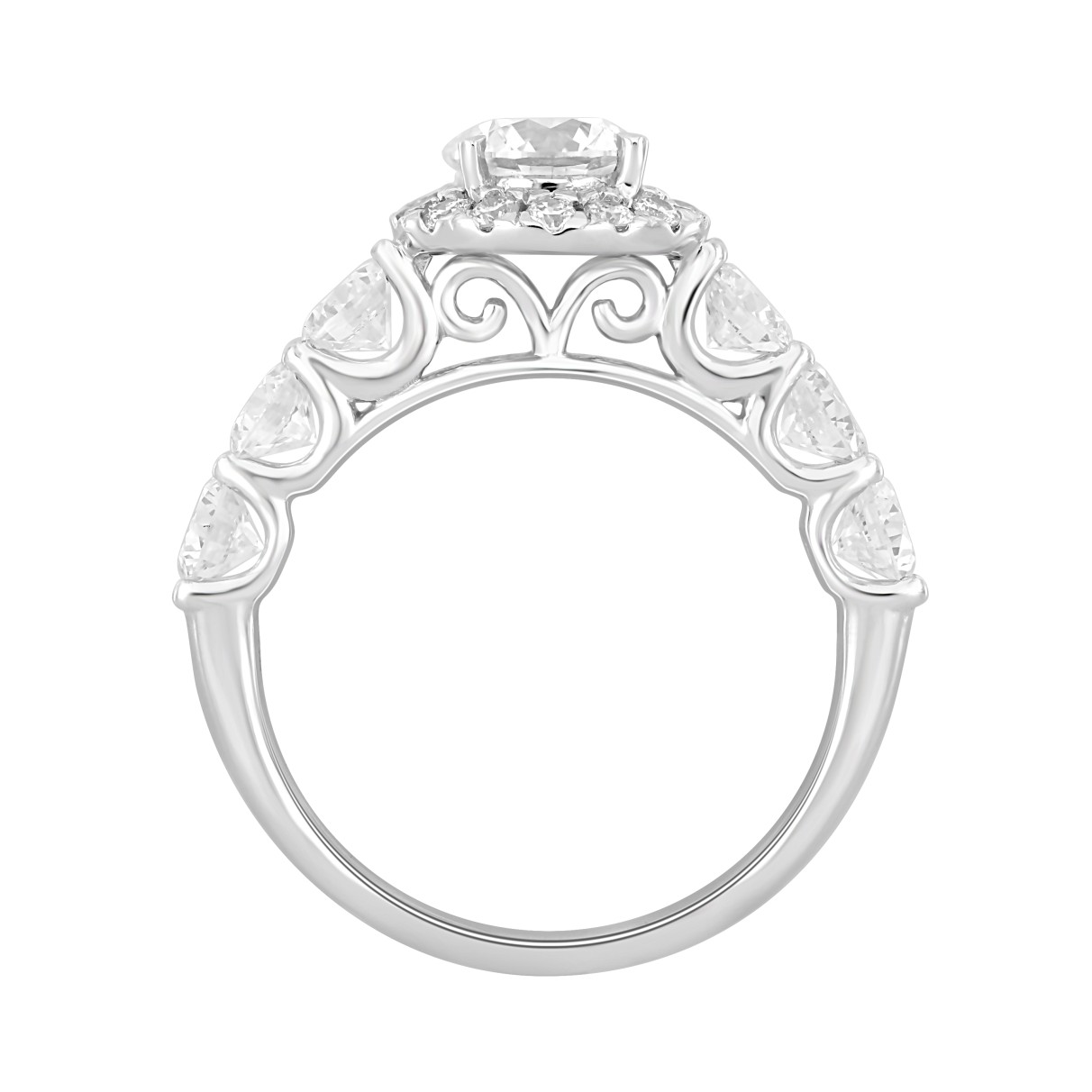 14K WHITE GOLD 2 3/4CT ROUND DIAMOND LADIES RING (CENTER STONE ROUND DIAMOND 1CT )