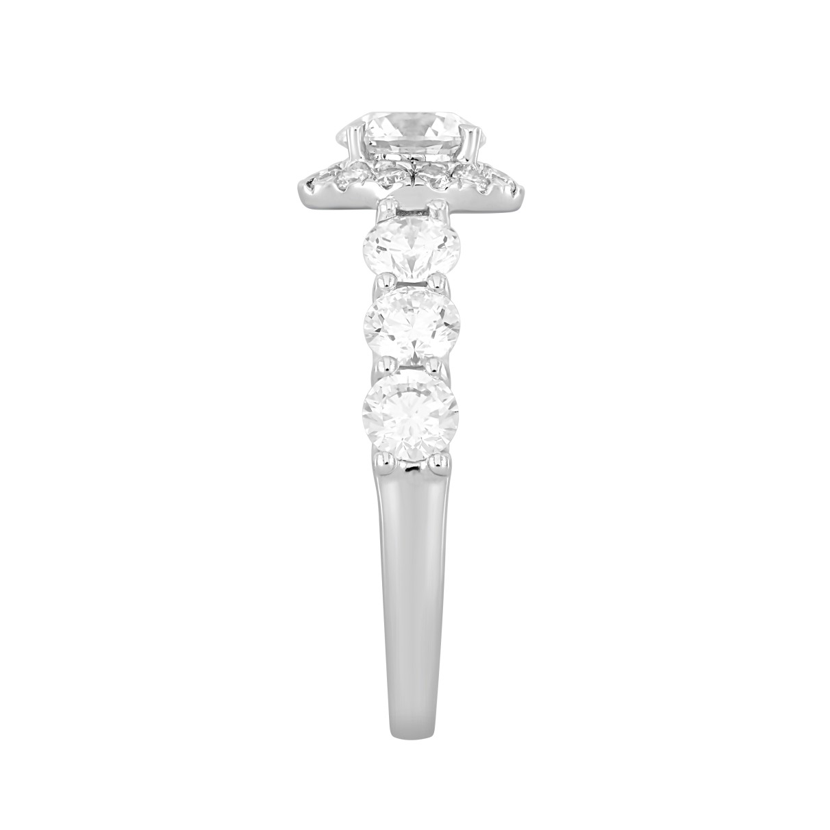 14K WHITE GOLD 2 3/4CT ROUND DIAMOND LADIES RING (CENTER STONE ROUND DIAMOND 1CT )