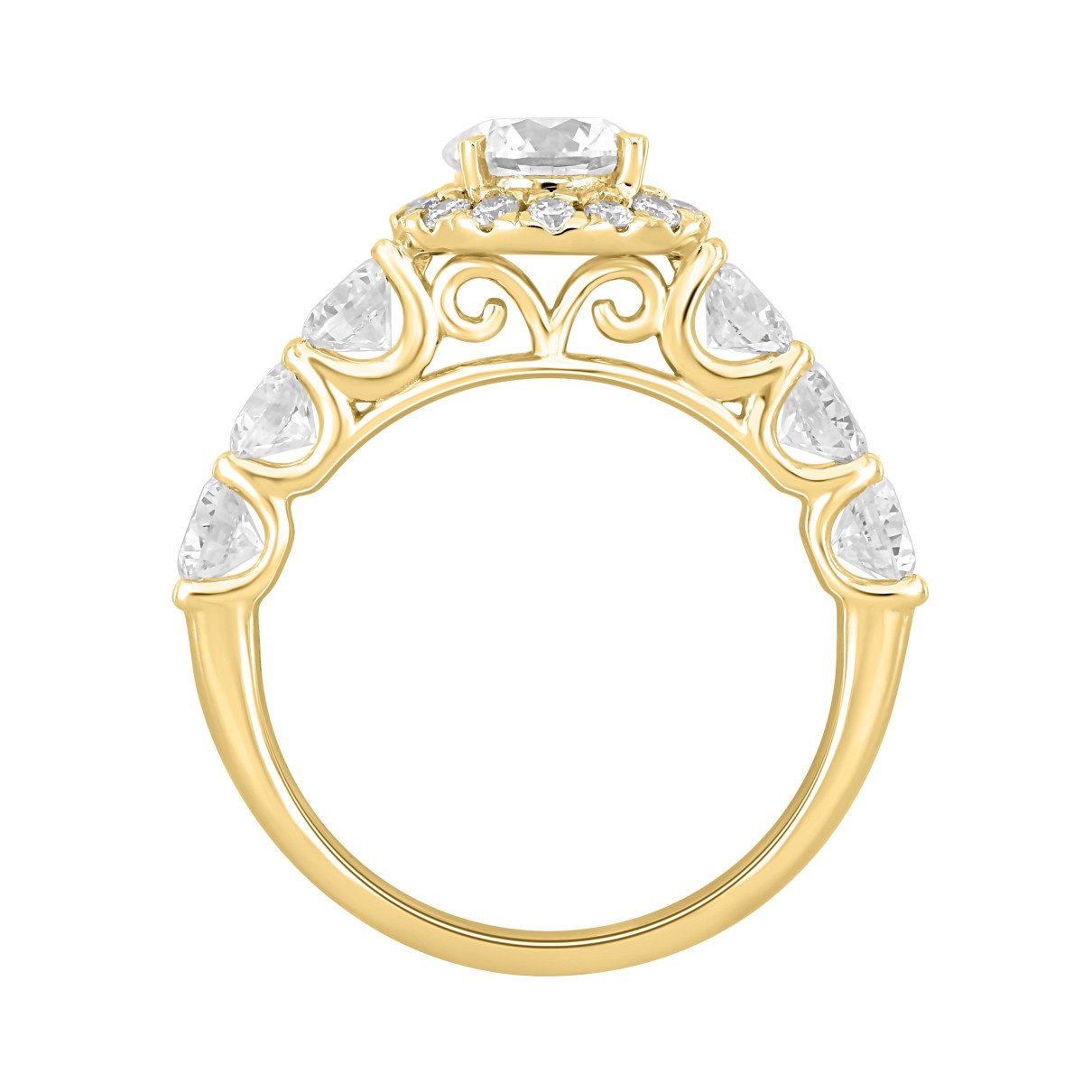 14K YELLOW GOLD 2 3/4CT ROUND DIAMOND LADIES RING (CENTER STONE ROUND DIAMOND 1CT )