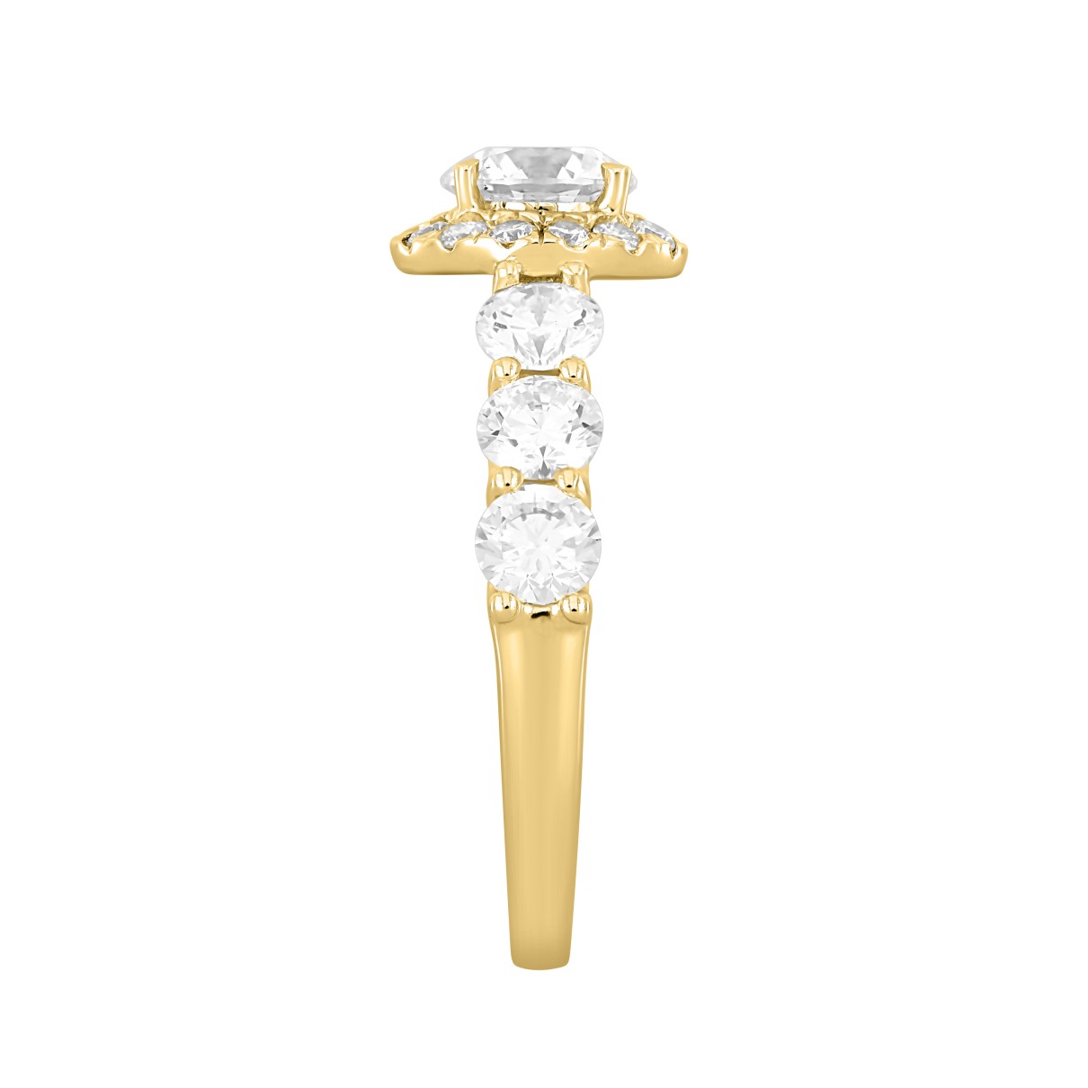 14K YELLOW GOLD 2 3/4CT ROUND DIAMOND LADIES RING (CENTER STONE ROUND DIAMOND 1CT )