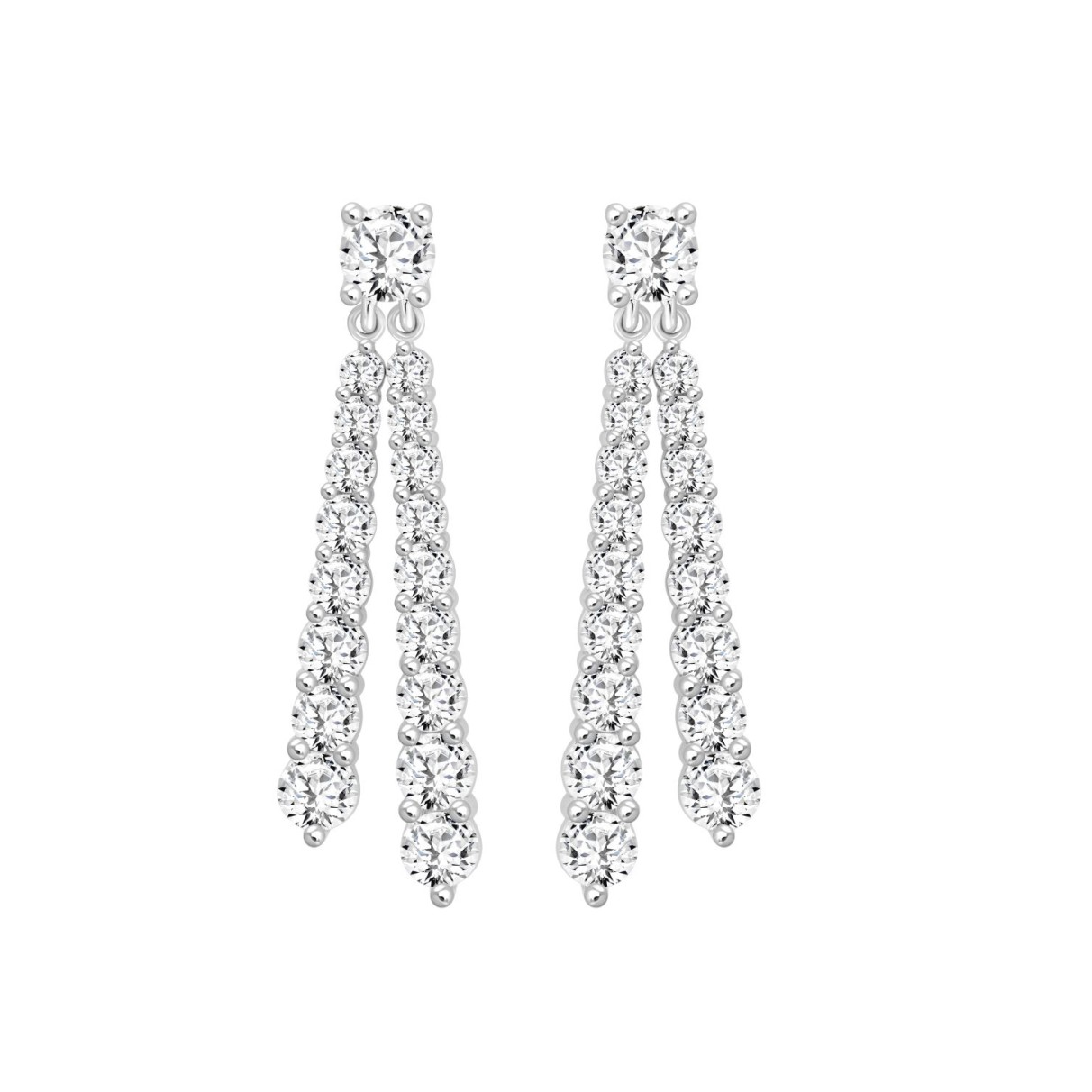 LADIES EARRINGS 3CT ROUND DIAMOND 14K WHITE GOLD...