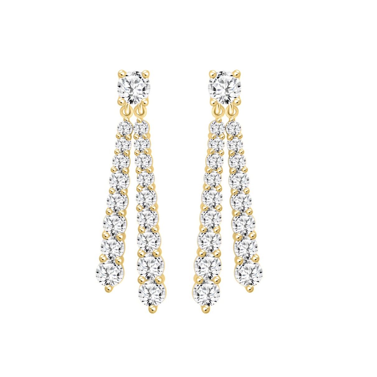 LADIES EARRINGS 3CT ROUND DIAMOND 14K YELLOW GOLD