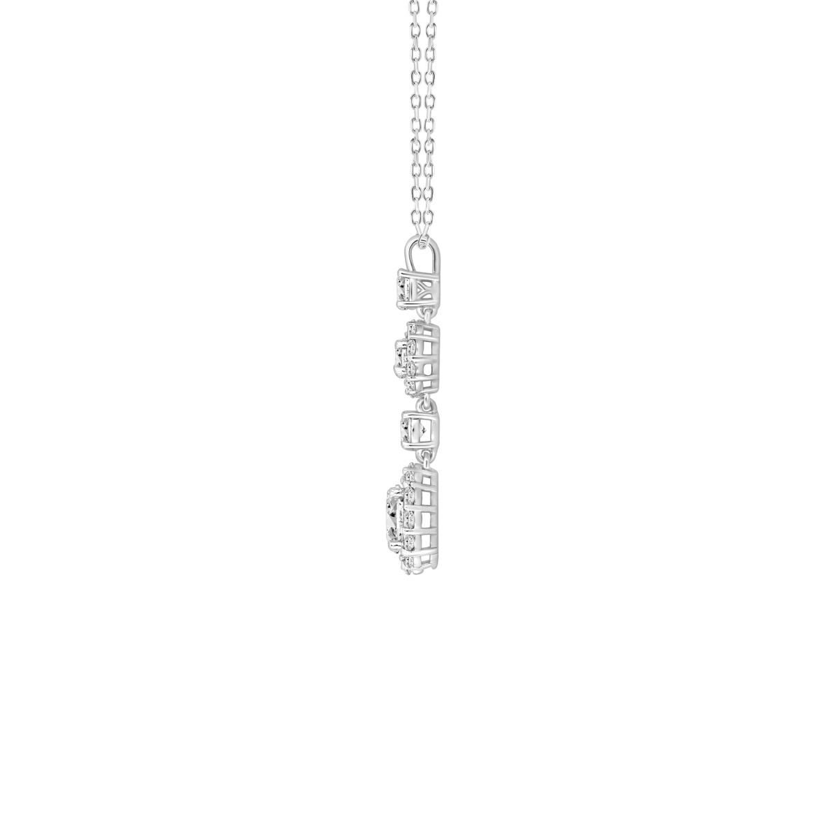 LADIES PENDANT WITH CHAIN 2CT ROUND/OVAL DIAMOND 14K WHITE GOLD (CENTER STONE OVAL DIAMOND 3/4CT )