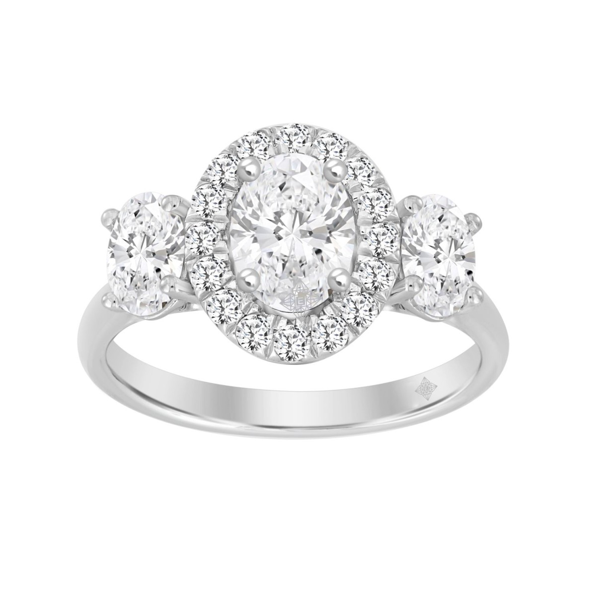 LADIES RING 2 1/4CT ROUND/OVAL DIAMOND 14K WHITE G...