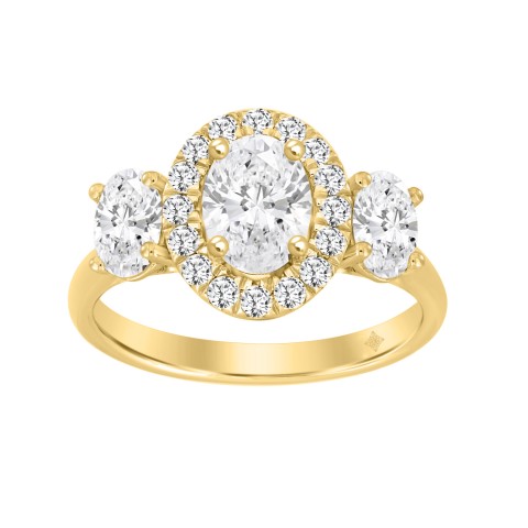 LADIES RING 2 1/4CT ROUND/OVAL DIAMOND 14K YELLOW GOLD (CENTER STONE OVAL DIAMOND 1CT )