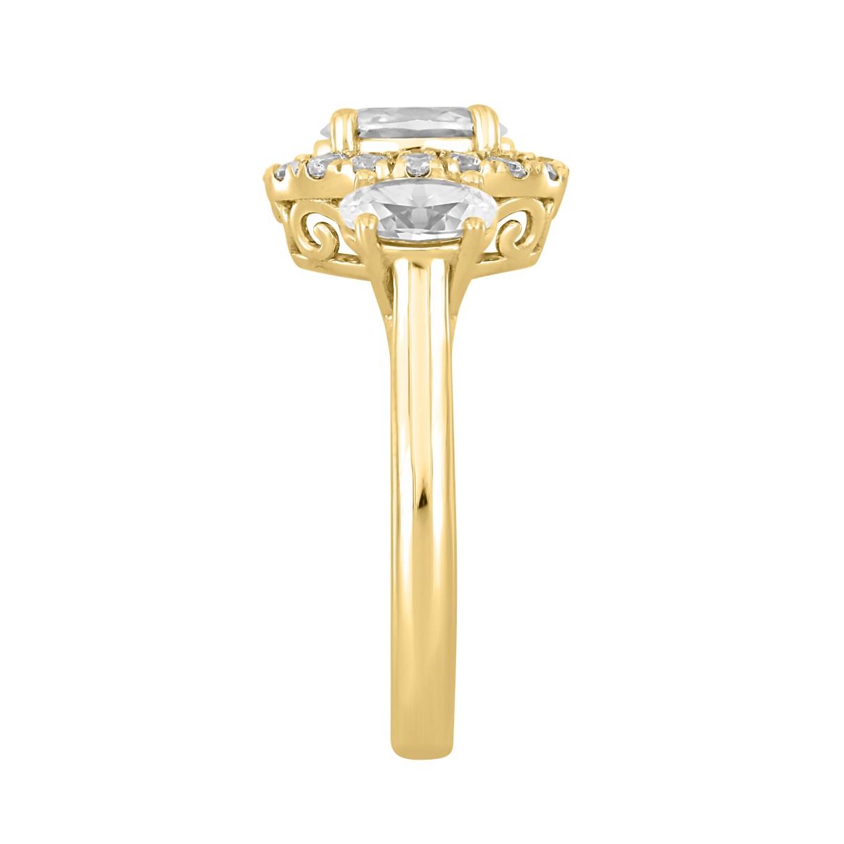 LADIES RING 2 1/4CT ROUND/OVAL DIAMOND 14K YELLOW GOLD (CENTER STONE OVAL DIAMOND 1CT )