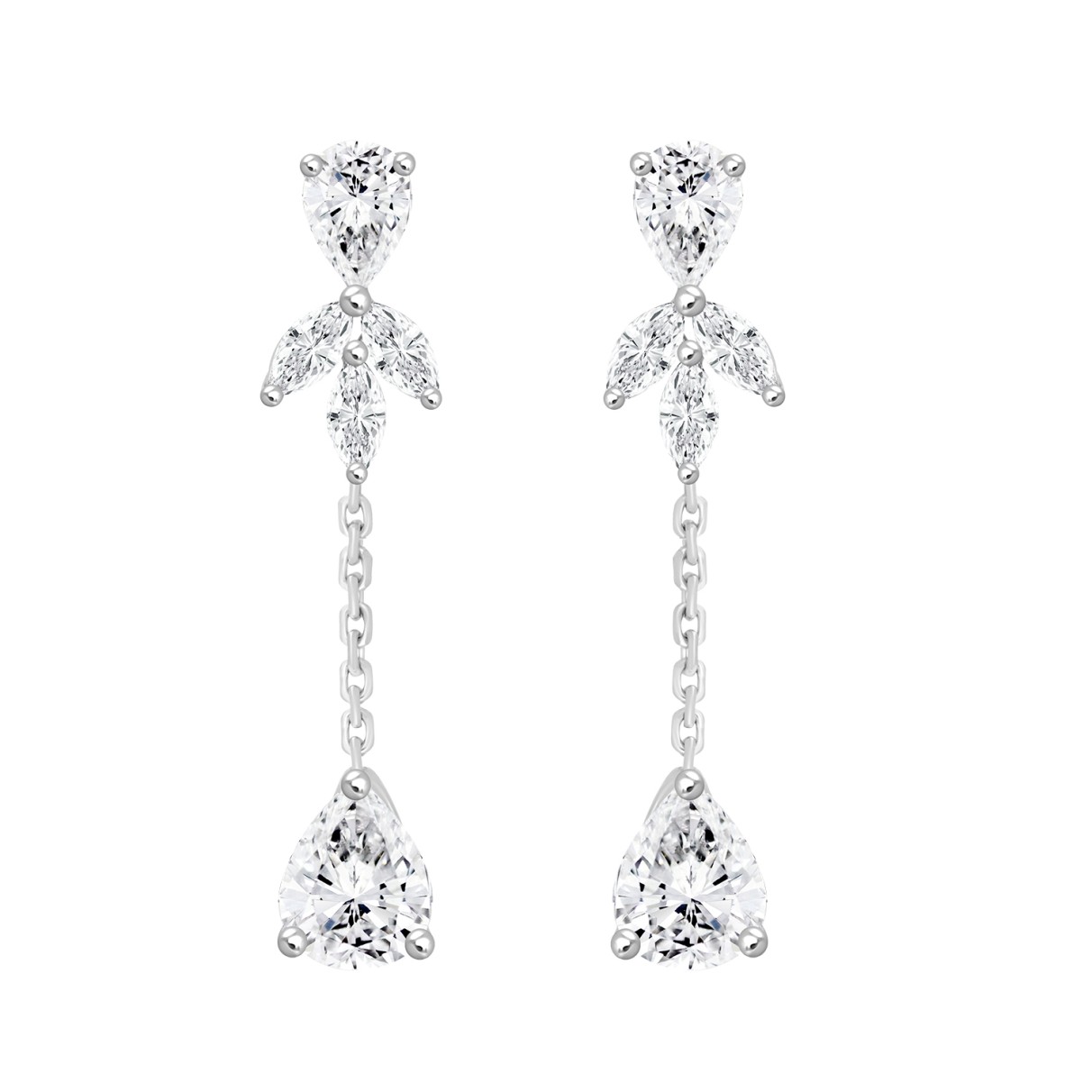 LADIES LINEAR EARRINGS  6CT MARQUISE/PEAR DIAMOND ...